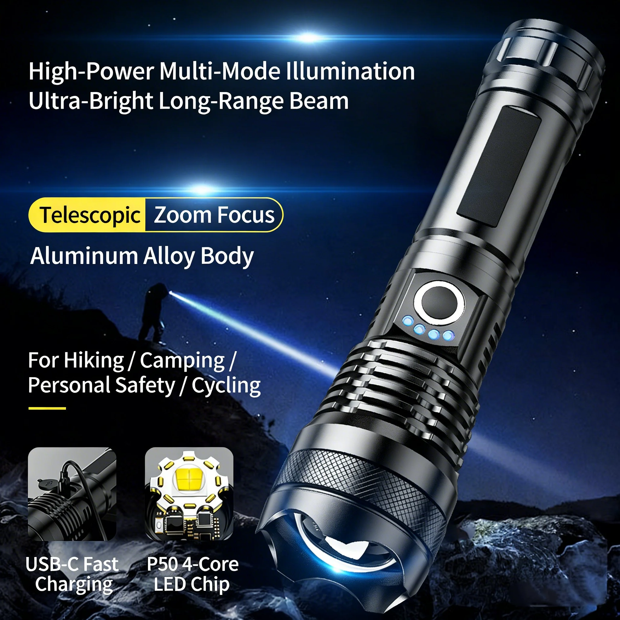 ✨Rechargeable LED Flashlight - High Lumen, Waterproof, Ultra Bright Flashlight for Emergencies - Image 3