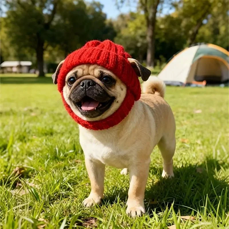 🔥 BUY 2 GET 1 FREE - 🐾Red Wool Knit Dog Beanie with Ear Flaps – Warm Winter Hat - Image 2
