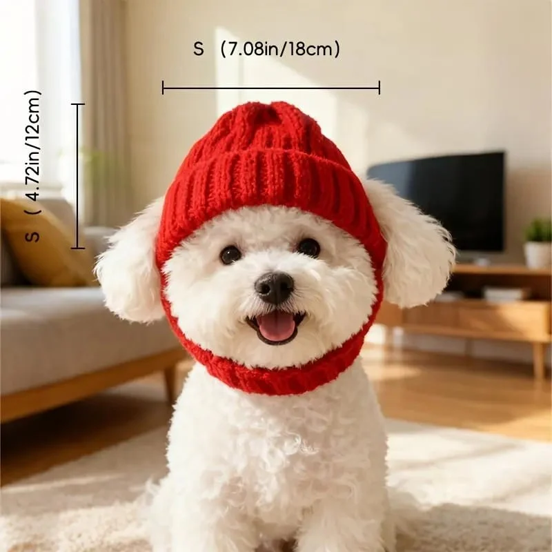 🔥 BUY 2 GET 1 FREE - 🐾Red Wool Knit Dog Beanie with Ear Flaps – Warm Winter Hat - Image 5