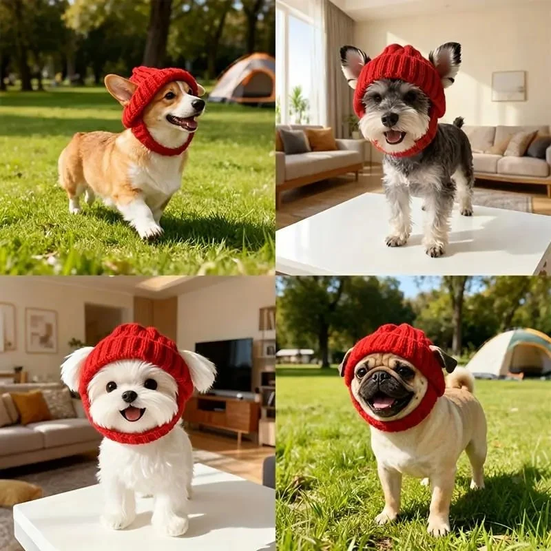 🔥 BUY 2 GET 1 FREE - 🐾Red Wool Knit Dog Beanie with Ear Flaps – Warm Winter Hat - Image 6