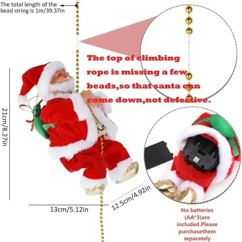 Santa Claus Up-and-Down Climbing Christmas Decor – Moving Holiday Ornament - Image 3
