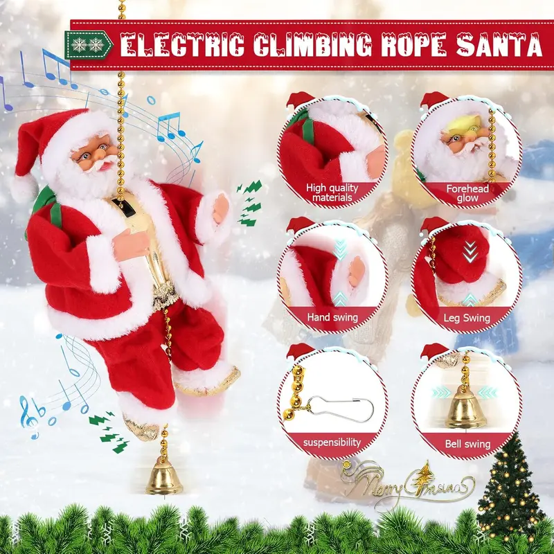 Santa Claus Up-and-Down Climbing Christmas Decor – Moving Holiday Ornament - Image 4