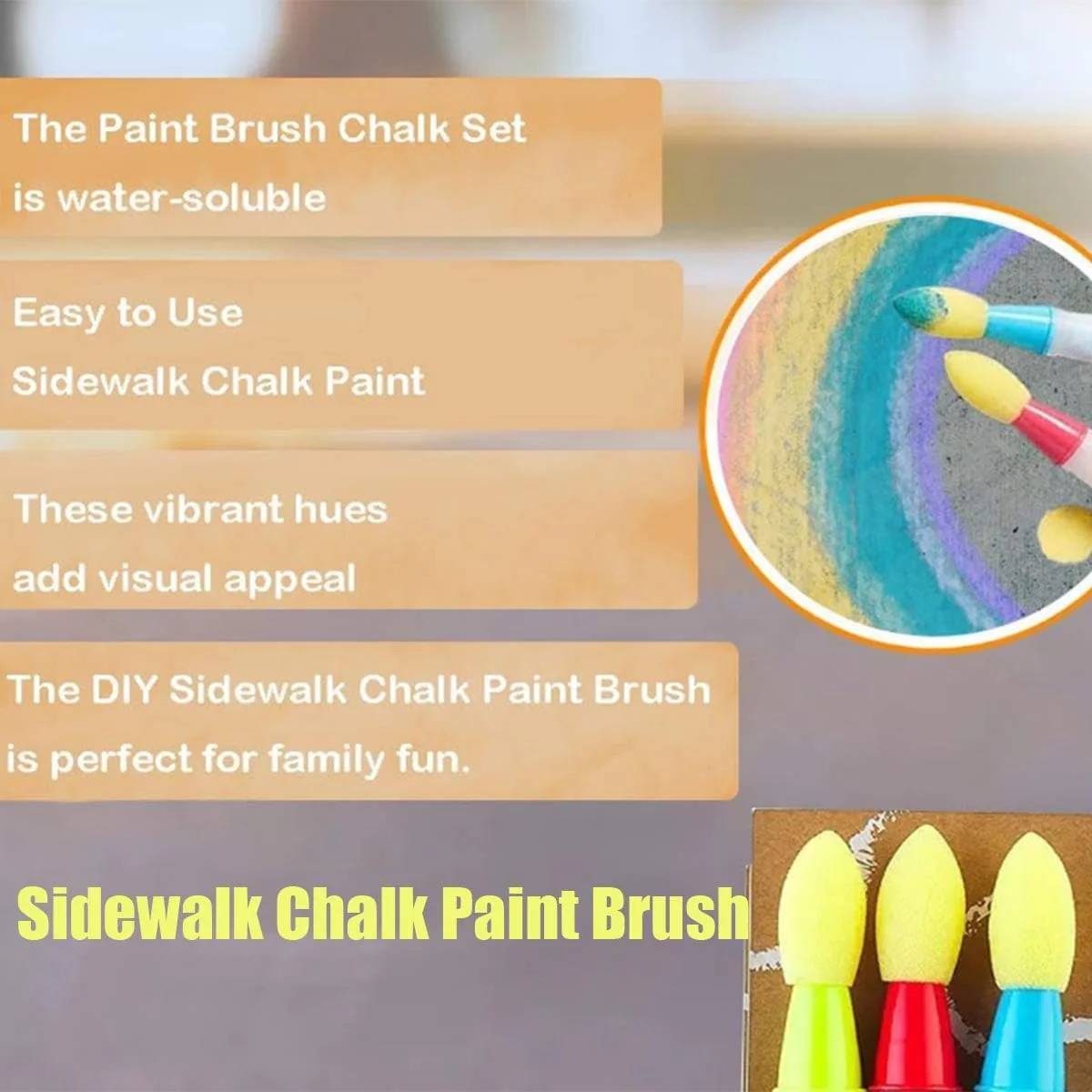 Sidewalk Chalk Paint Brush,Add Water to Brushes to Use,Easy to Use,Washable - Image 4