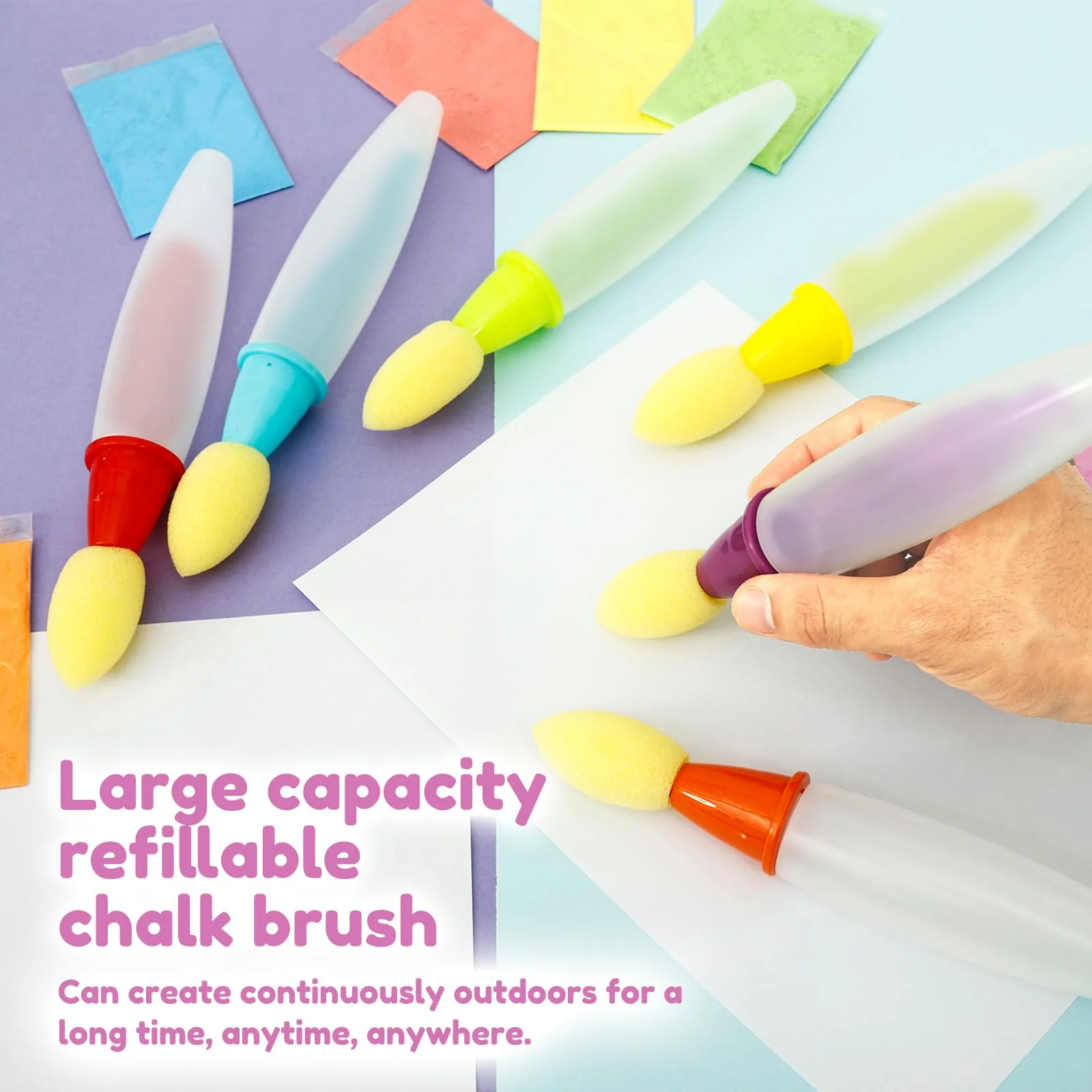 Sidewalk Chalk Paint Brush,Add Water to Brushes to Use,Easy to Use,Washable - Image 5