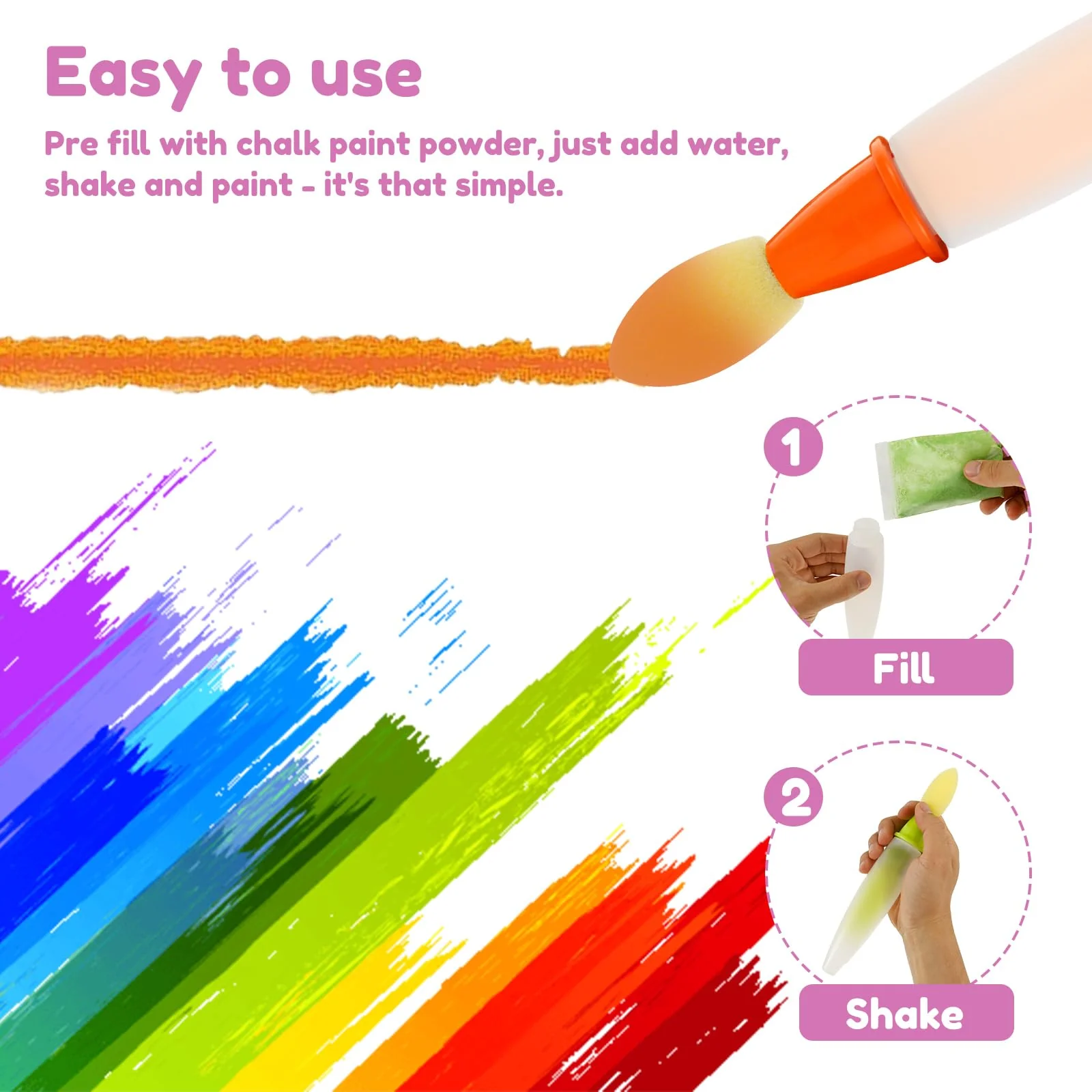 Sidewalk Chalk Paint Brush,Add Water to Brushes to Use,Easy to Use,Washable - Image 6