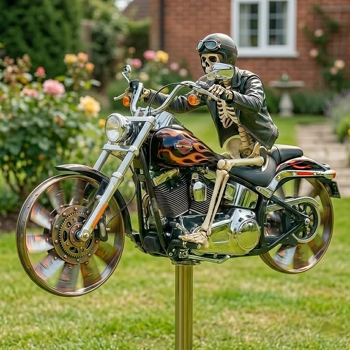 Skeleton Harley-Davidson Garden Wind Spinner - Image 2