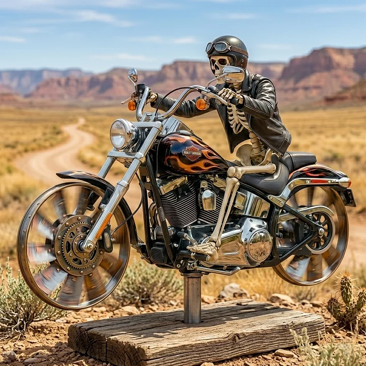 Skeleton Harley-Davidson Garden Wind Spinner - Image 3