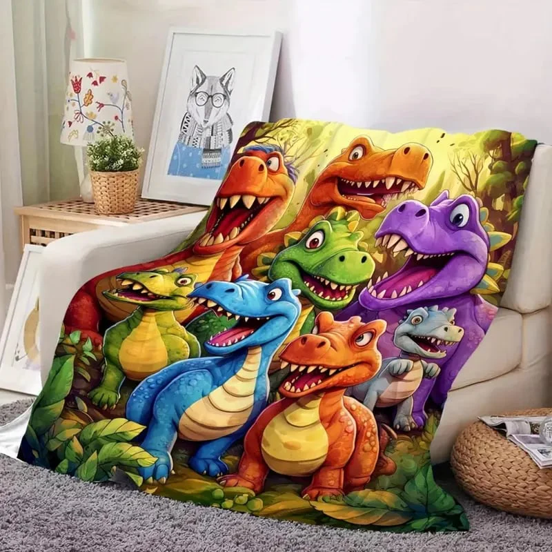 Cute Smiling Dinosaurs HD Digital Print Flannel - Image 2