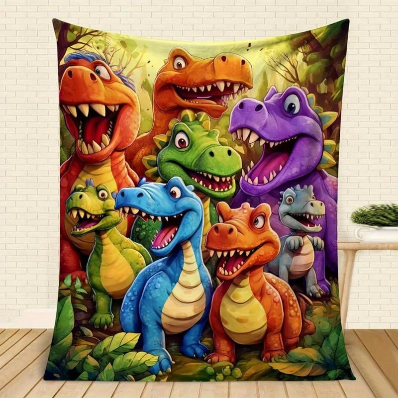 Cute Smiling Dinosaurs HD Digital Print Flannel - Image 3