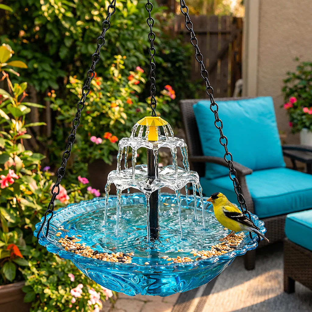 Solar Cascade Hanging Bird Bath Fountain - Image 13