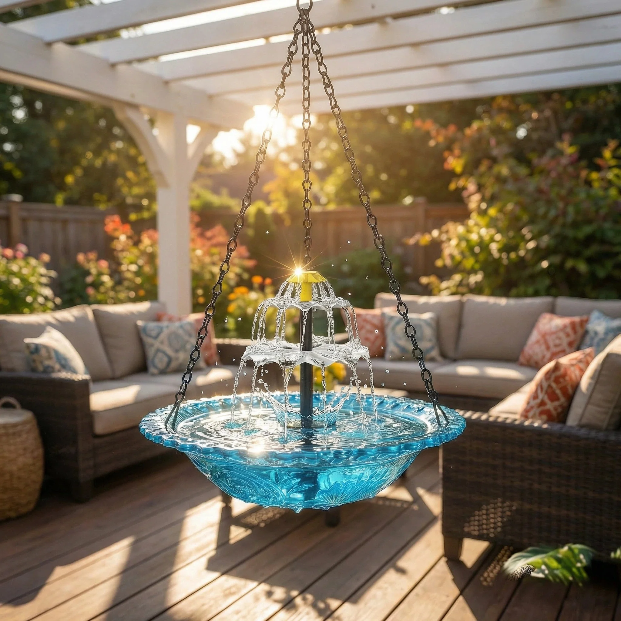 Solar Cascade Hanging Bird Bath Fountain - Image 14
