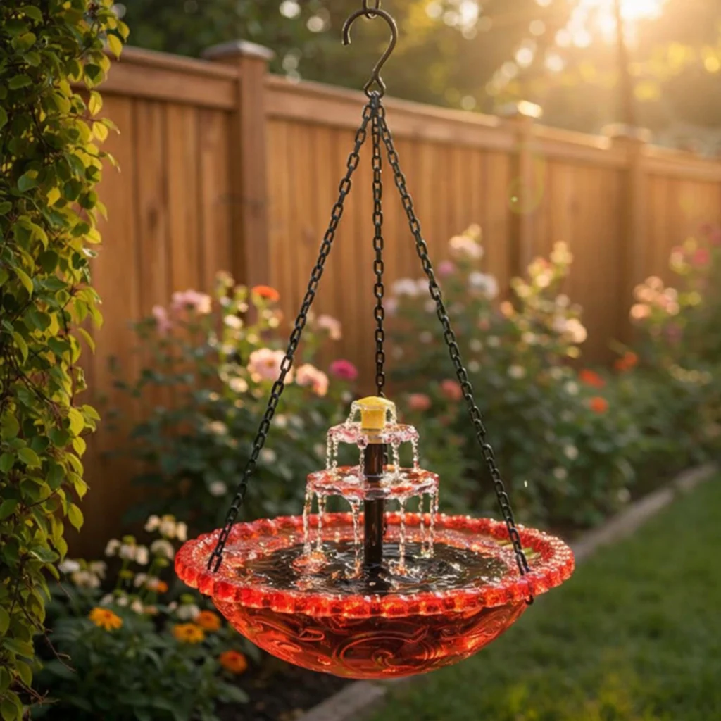 Solar Cascade Hanging Bird Bath Fountain - Image 2