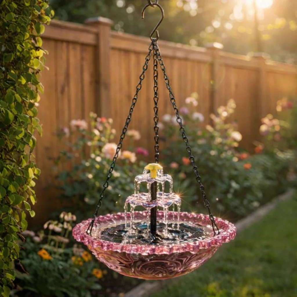 Solar Cascade Hanging Bird Bath Fountain - Image 3