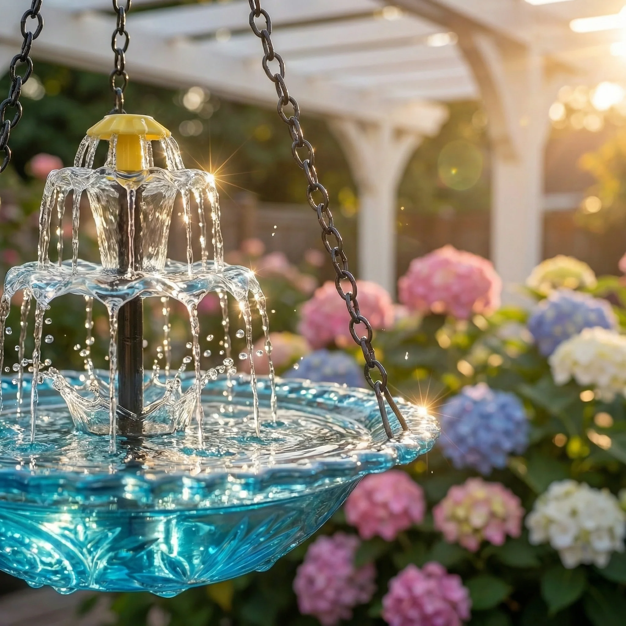 Solar Cascade Hanging Bird Bath Fountain - Image 5