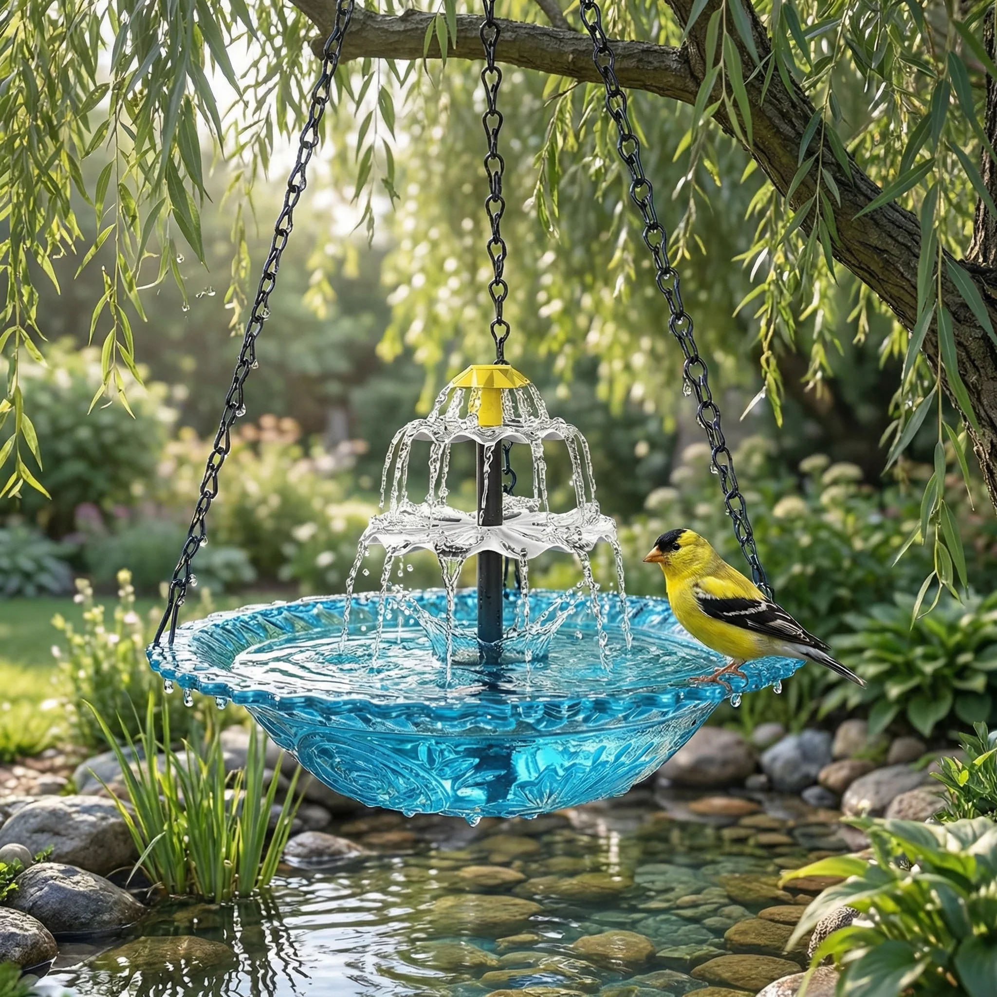 Solar Cascade Hanging Bird Bath Fountain - Image 6