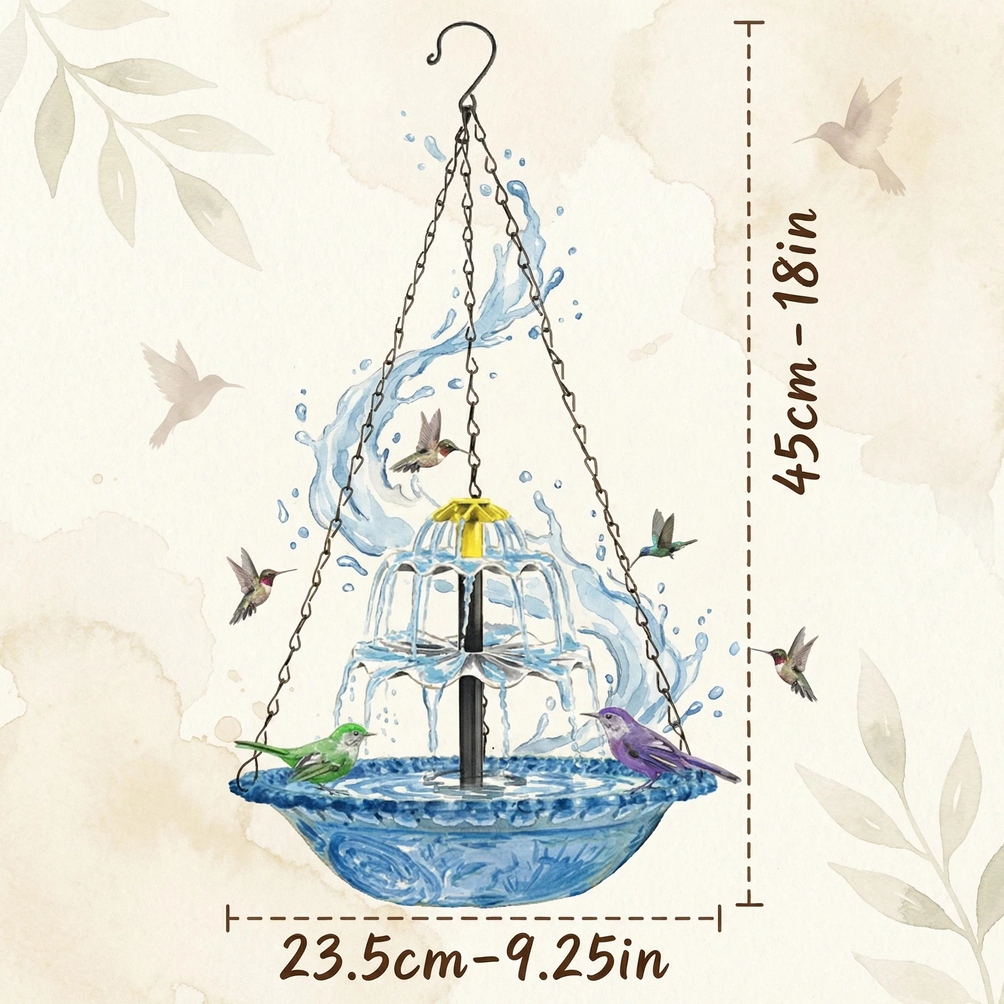 Solar Cascade Hanging Bird Bath Fountain - Image 8