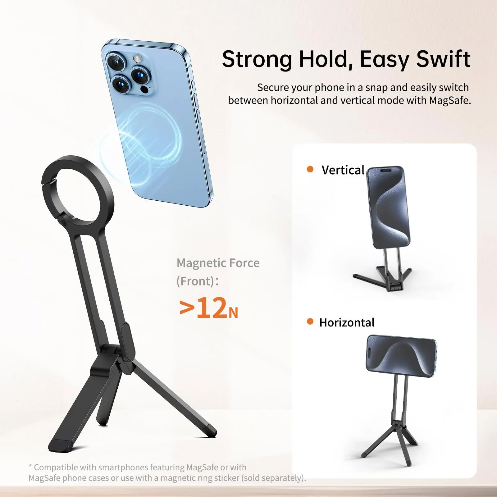 Magnetic Phone Tripod for iPhone â Portable Magsafe Holder with Strong Grip & Foldable Hook - Image 3