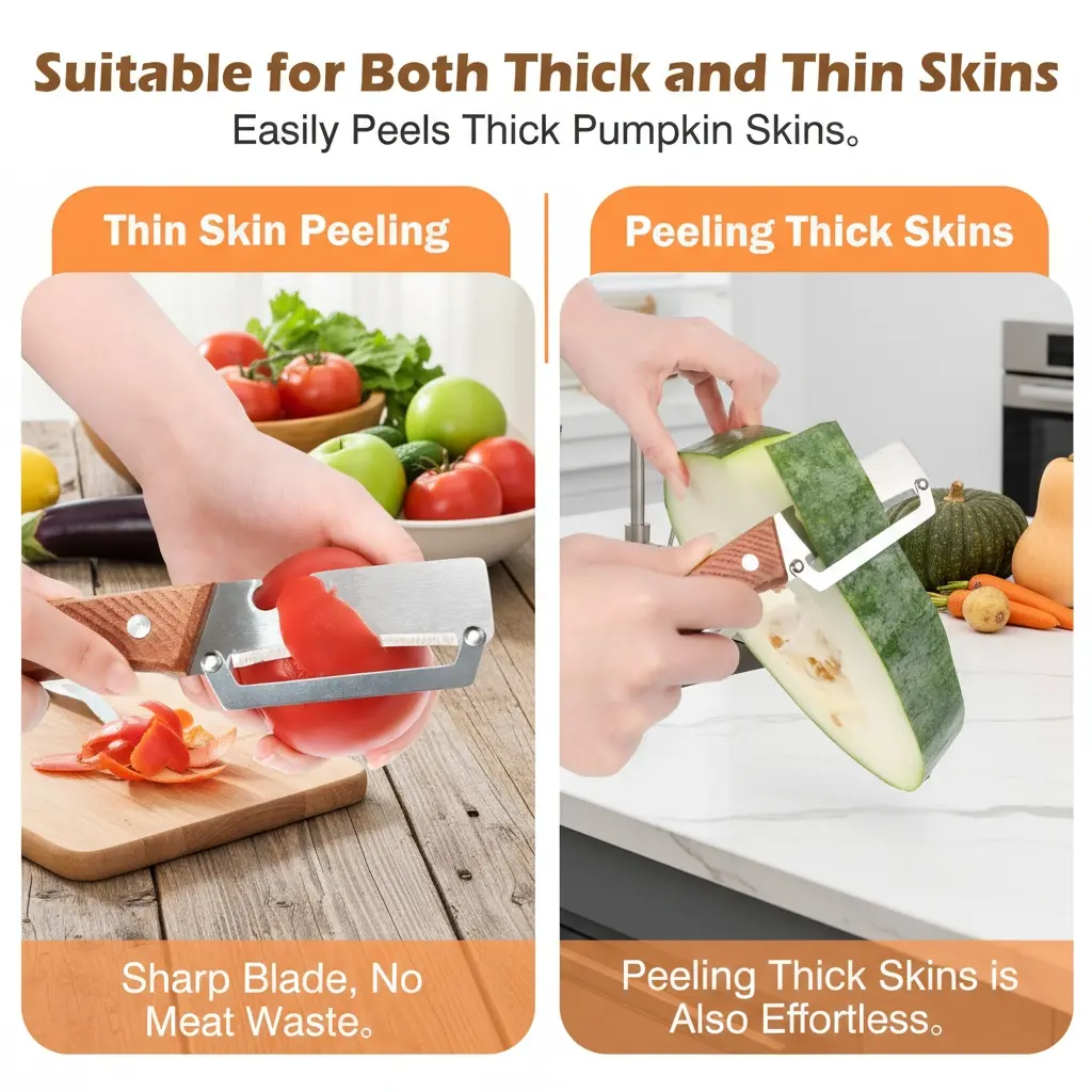 Ultra-Sharp Stainless Steel Peeler with Wooden Grip & Bottle Opener - Image 7