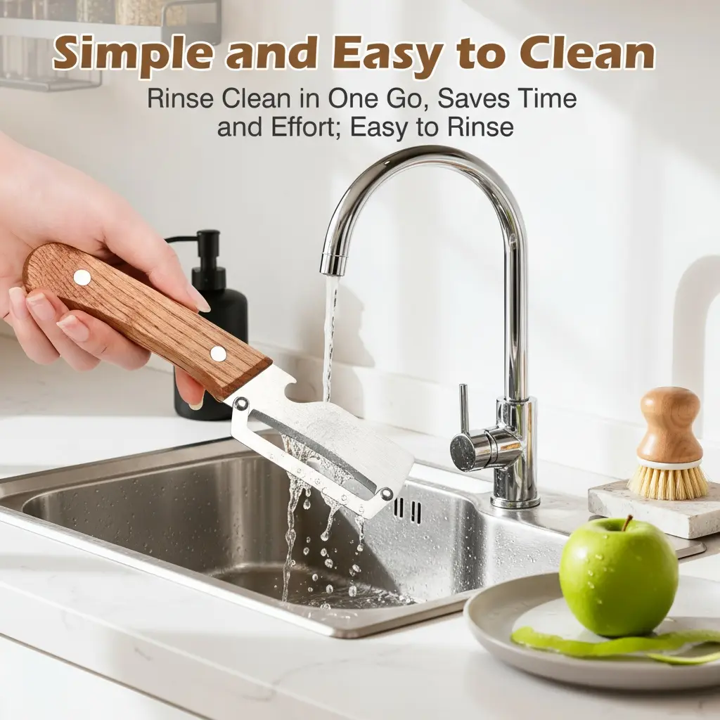 Ultra-Sharp Stainless Steel Peeler with Wooden Grip & Bottle Opener - Image 8