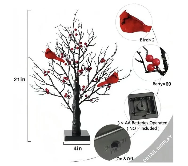 🐦Vintage Glowing Tree with Cardinals - Image 8