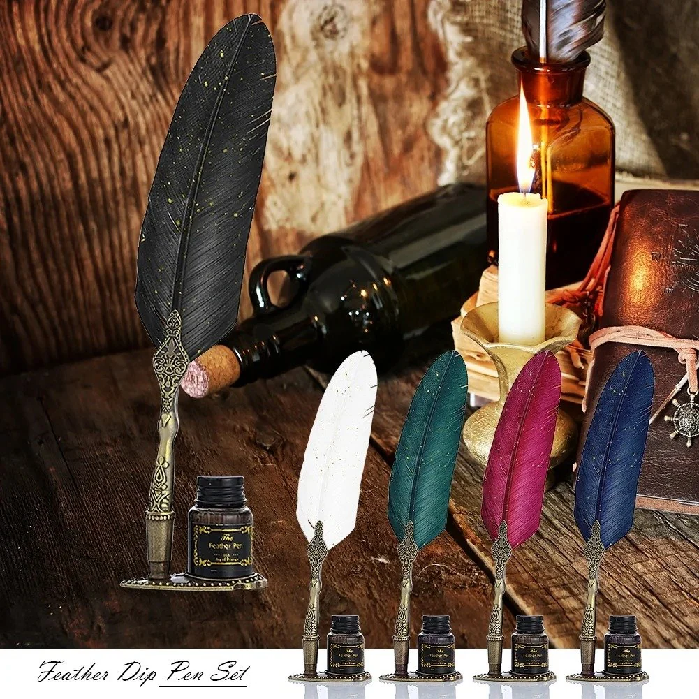 Vintage Signature Pen Calligraphy Set – Feather Pen for Writing - Image 12