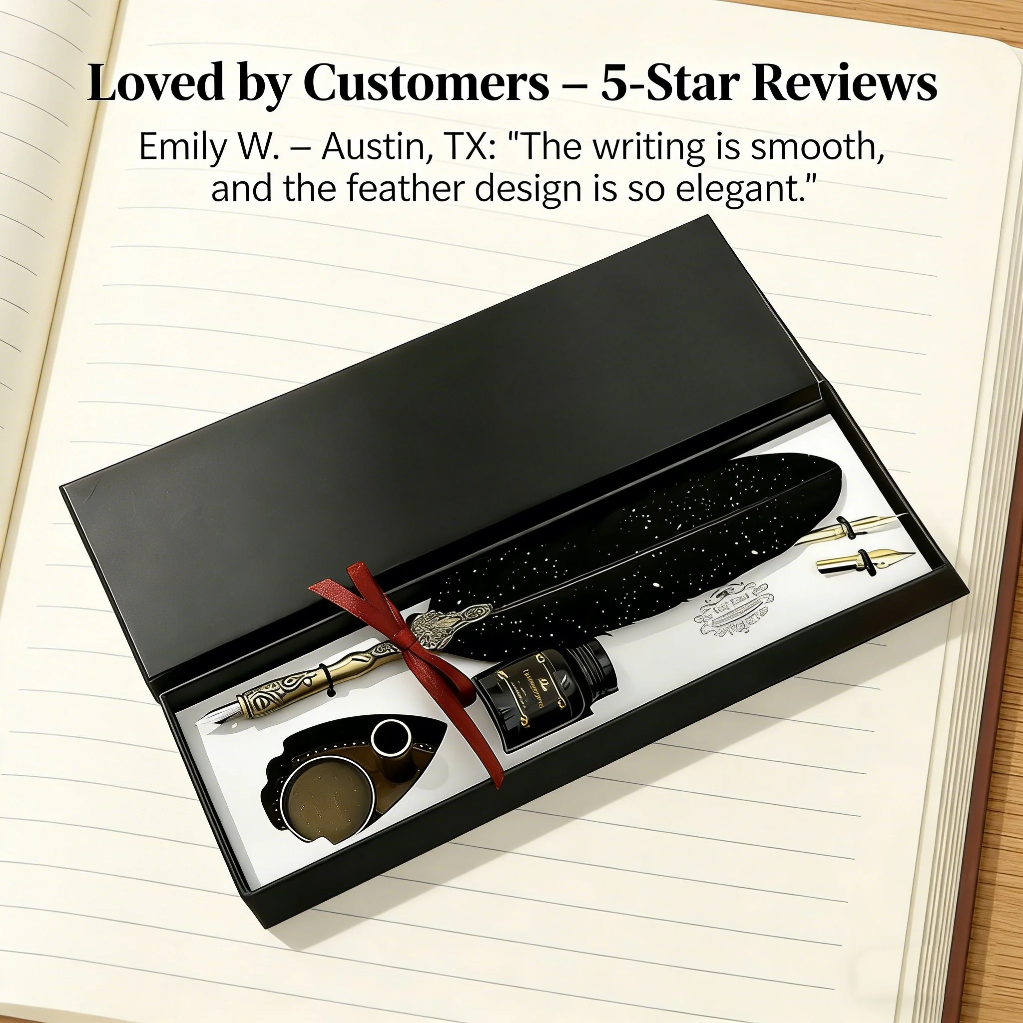 Vintage Signature Pen Calligraphy Set – Feather Pen for Writing - Image 4