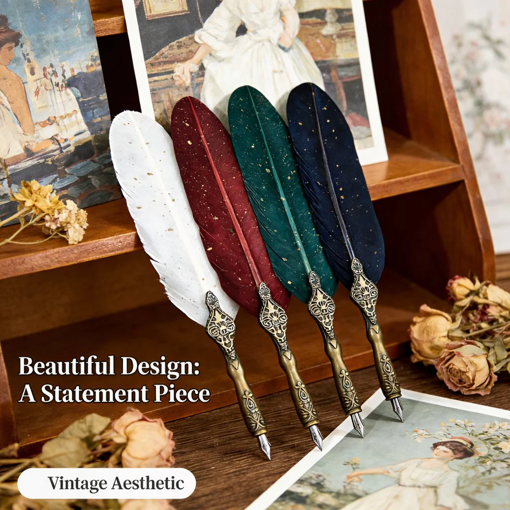 Vintage Signature Pen Calligraphy Set – Feather Pen for Writing - Image 6