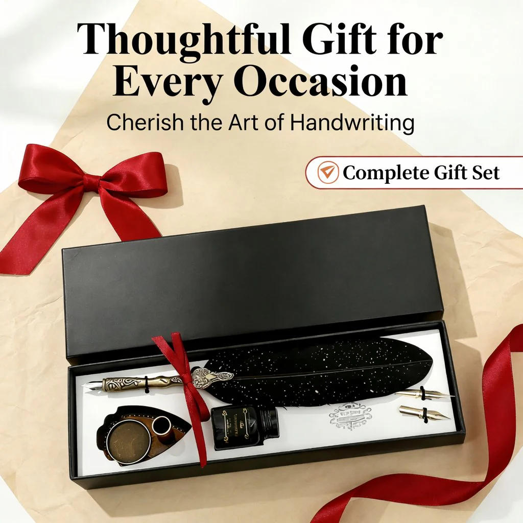 Vintage Signature Pen Calligraphy Set – Feather Pen for Writing - Image 7