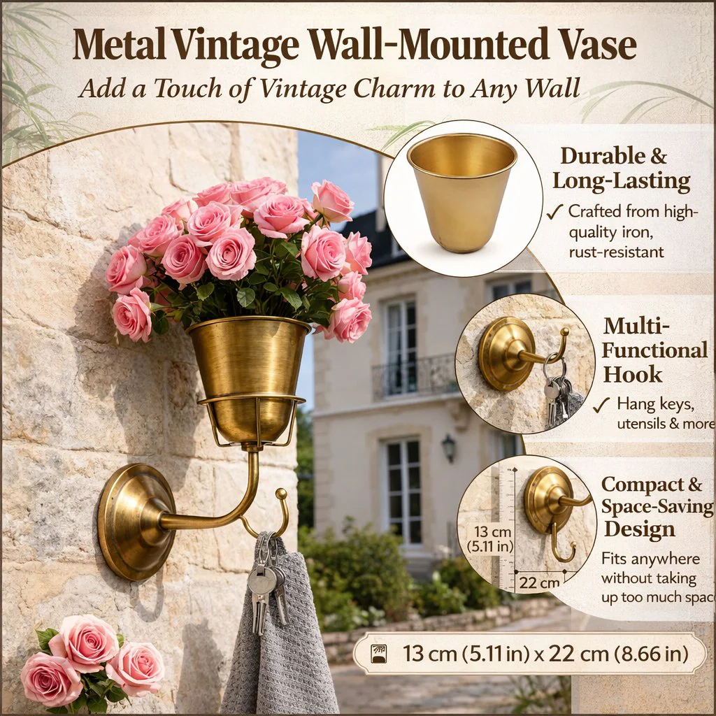 🌸 Wall-Mounted Flower Vase with Hook - Image 2