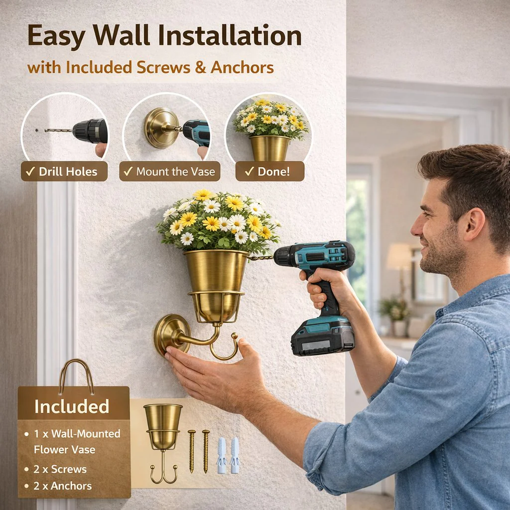 🌸 Wall-Mounted Flower Vase with Hook - Image 8