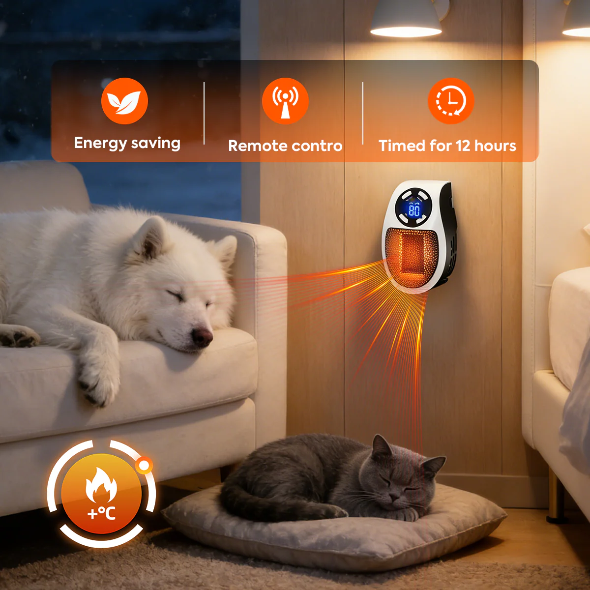 🔥Wall Outlet Space Heater with LED Display - Image 3