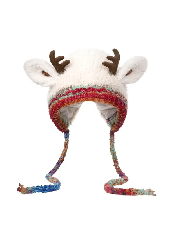 🔥 Warm Fluffy Christmas Reindeer Antler Hat | Cute 2-in-1 Wear - Image 2
