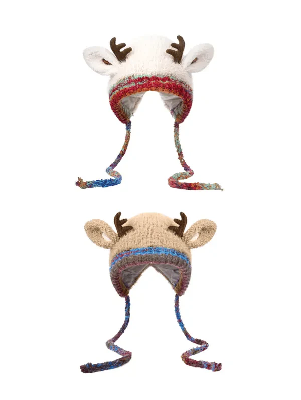 🔥 Warm Fluffy Christmas Reindeer Antler Hat | Cute 2-in-1 Wear - Image 3