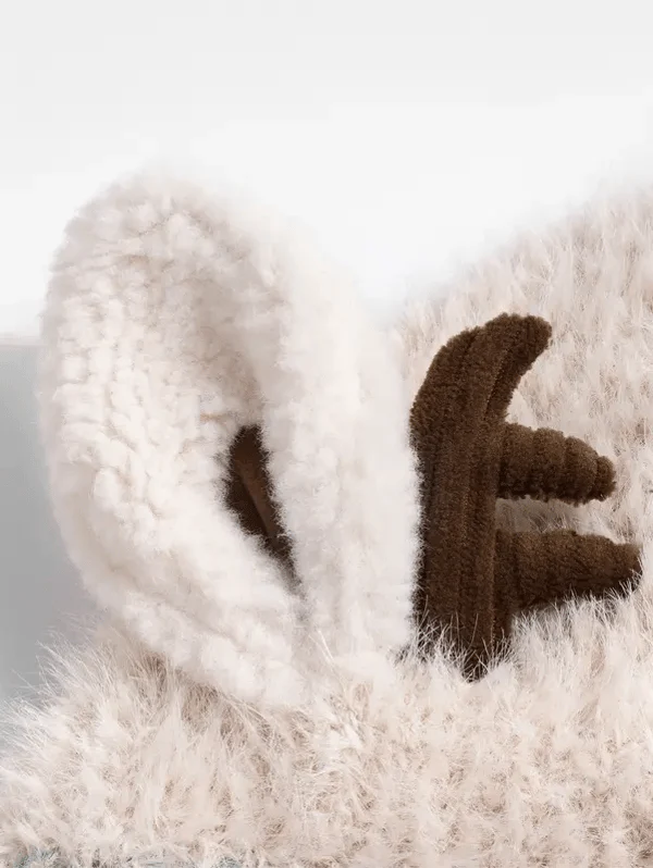 🔥 Warm Fluffy Christmas Reindeer Antler Hat | Cute 2-in-1 Wear - Image 5
