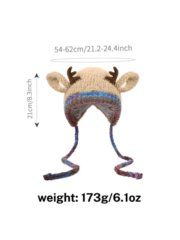 🔥 Warm Fluffy Christmas Reindeer Antler Hat | Cute 2-in-1 Wear - Image 7