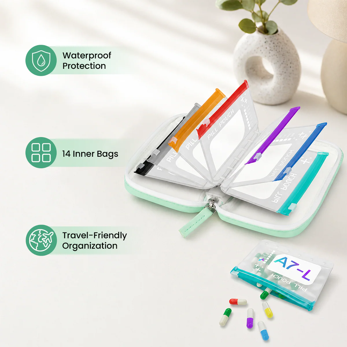Waterproof Pill Pouch Set- 7Pcs Bags Inside - Image 2