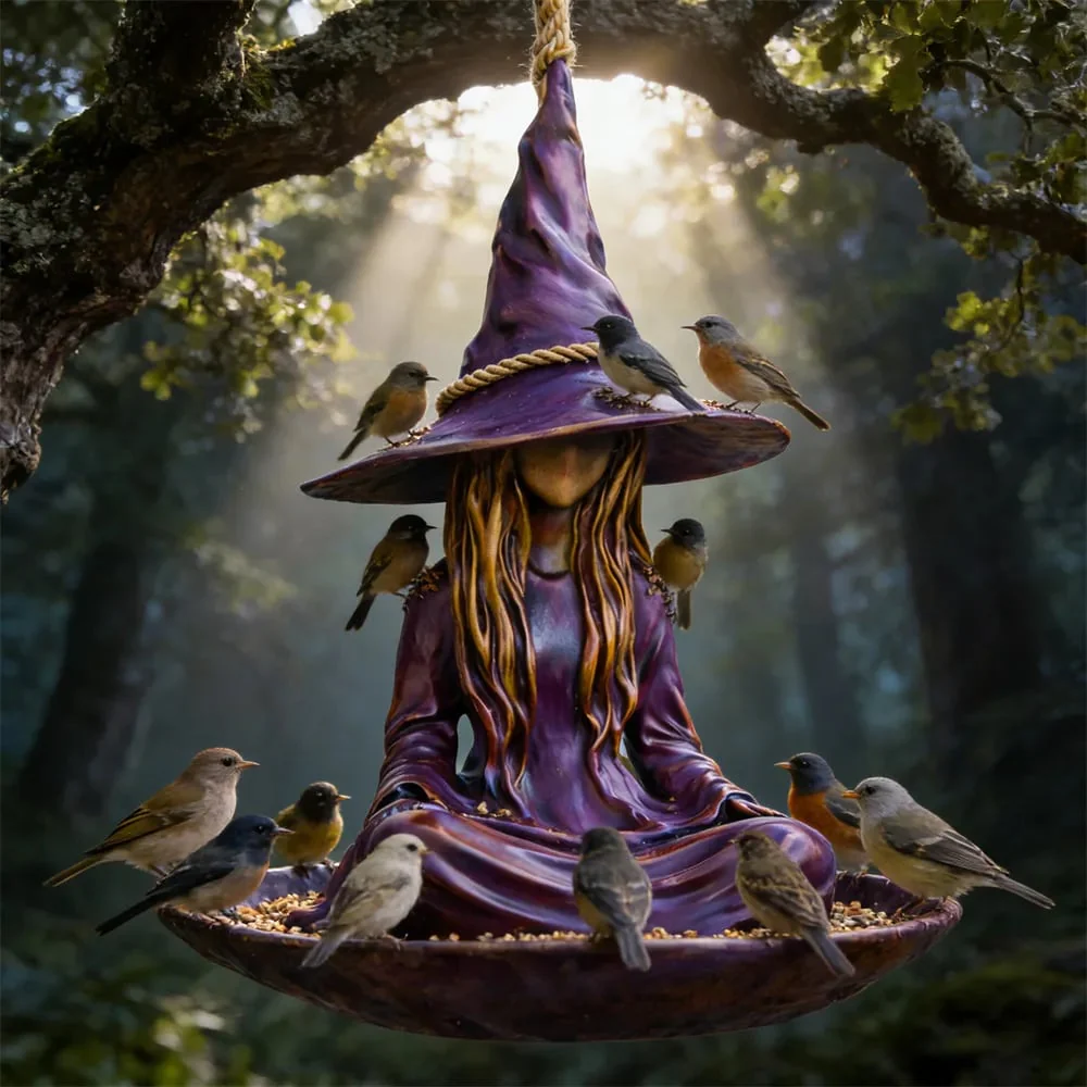 🧙‍♀️Meditating Witch Garden Bird Feeder - Image 10