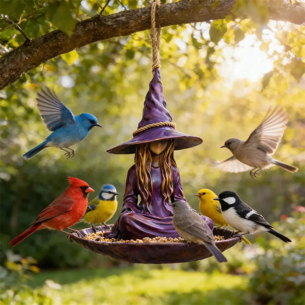🧙‍♀️Meditating Witch Garden Bird Feeder - Image 2