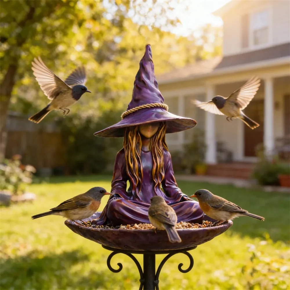 🧙‍♀️Meditating Witch Garden Bird Feeder - Image 3