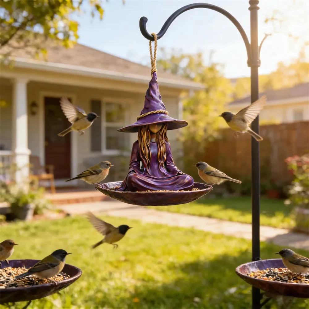 🧙‍♀️Meditating Witch Garden Bird Feeder - Image 4