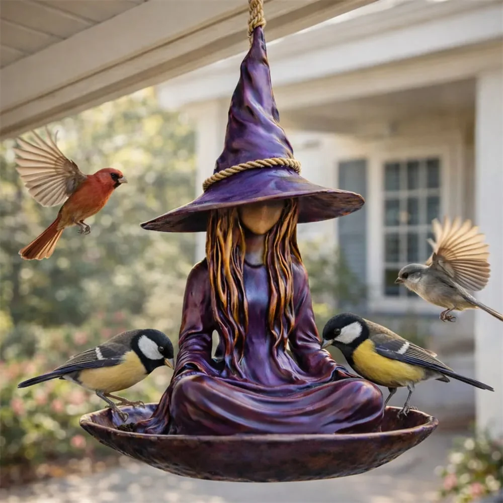 🧙‍♀️Meditating Witch Garden Bird Feeder - Image 5