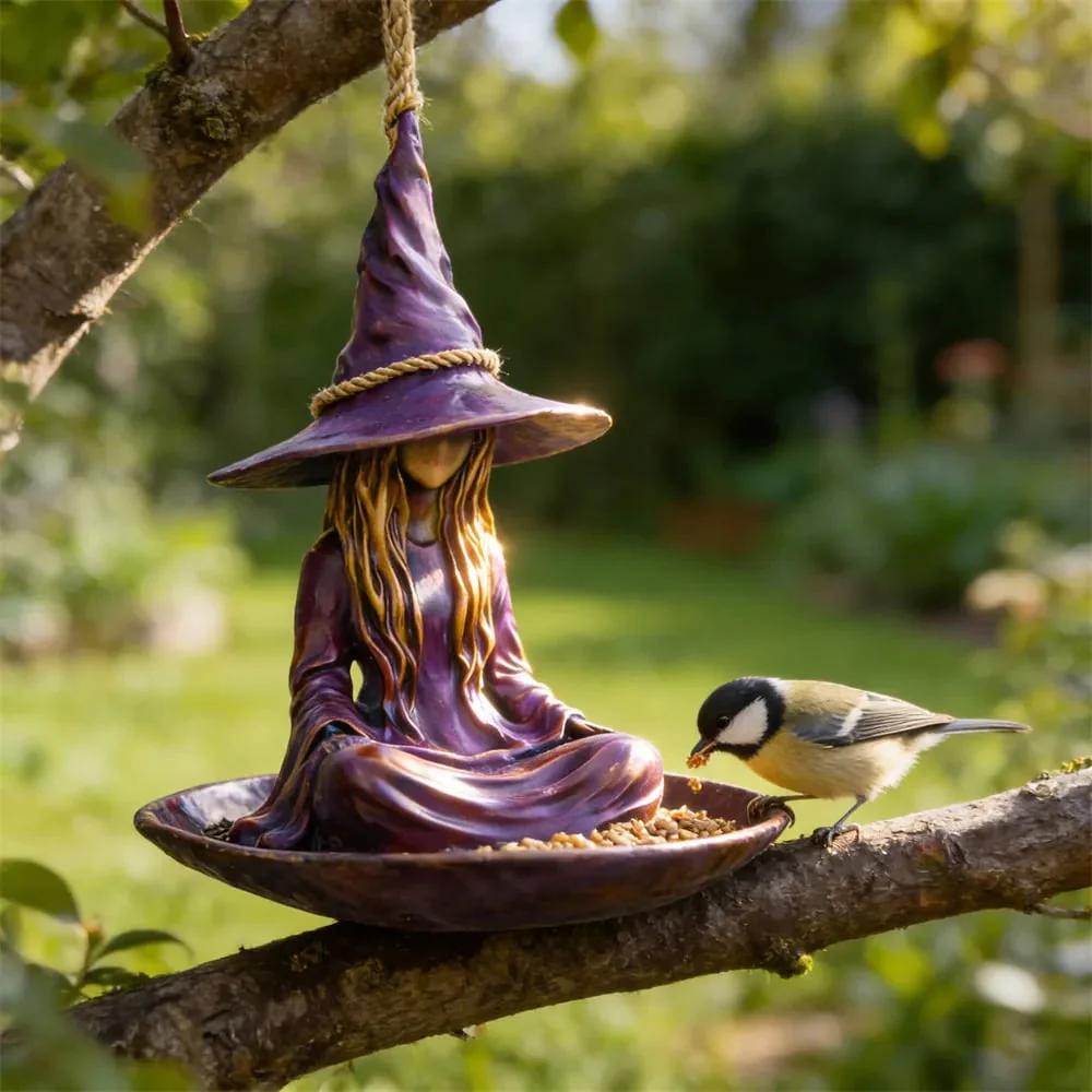 🧙‍♀️Meditating Witch Garden Bird Feeder - Image 6