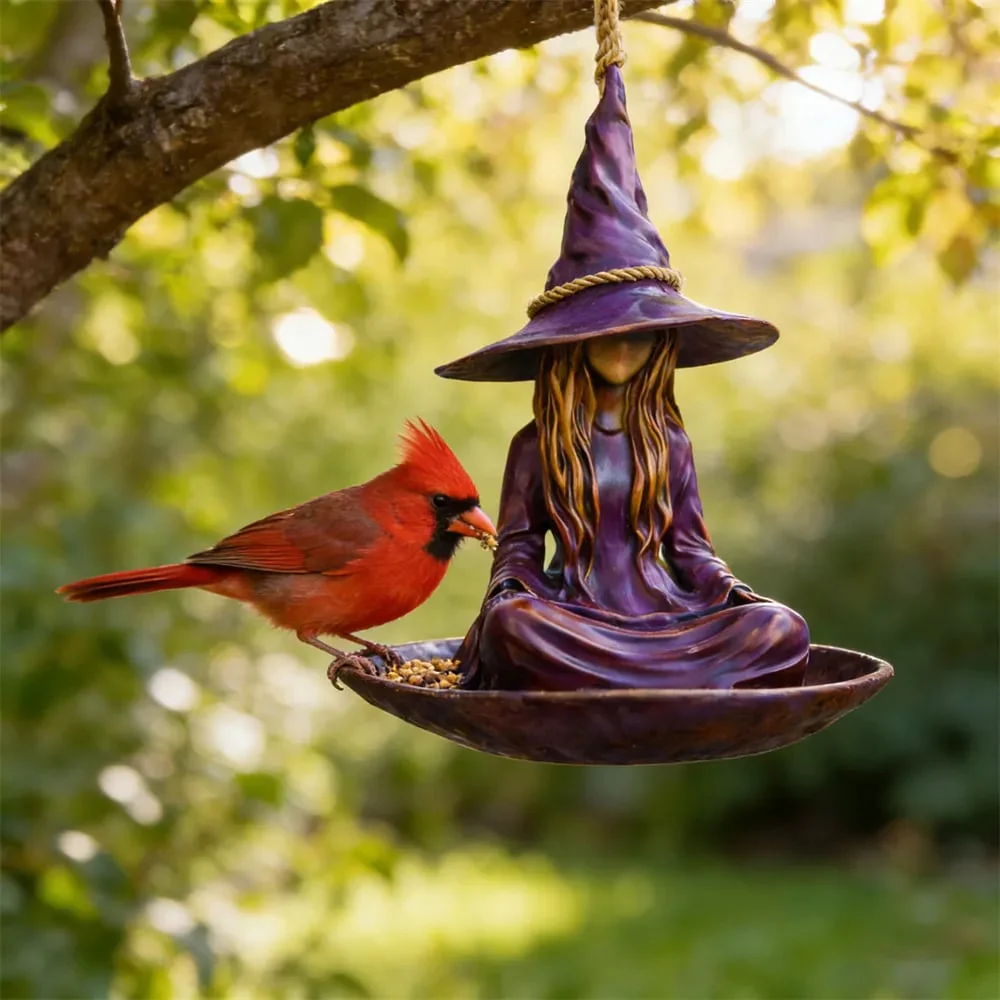🧙‍♀️Meditating Witch Garden Bird Feeder - Image 7