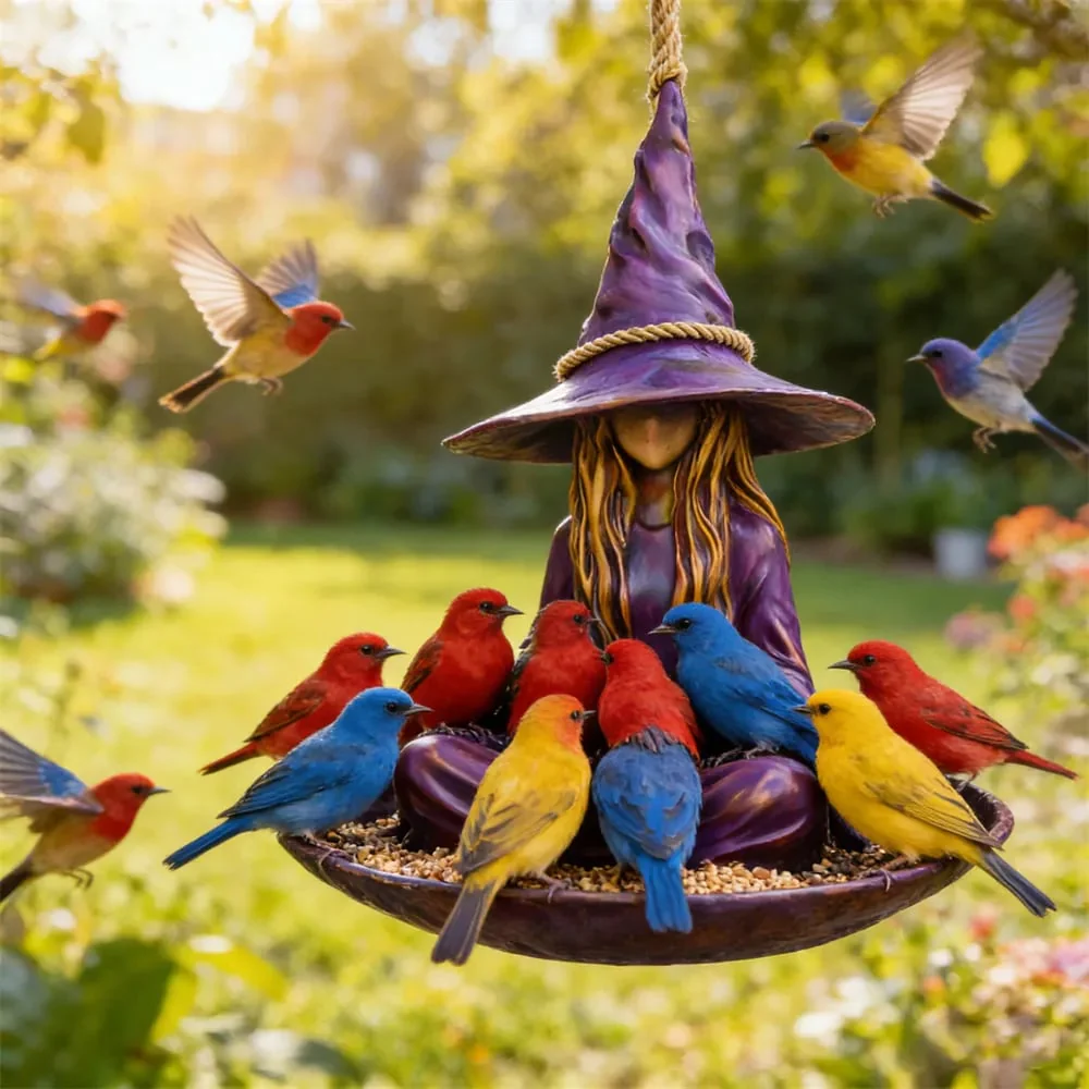 🧙‍♀️Meditating Witch Garden Bird Feeder - Image 8