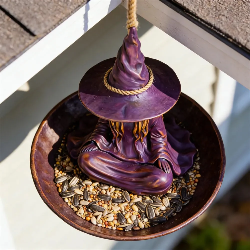 🧙‍♀️Meditating Witch Garden Bird Feeder - Image 9