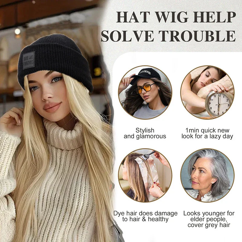 Women's Knitted Cap Wigs - Image 2
