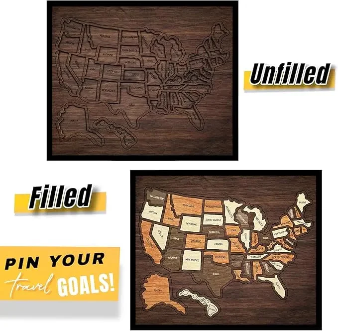 Wooden USA Travel Map Puzzle🧩 - Image 2