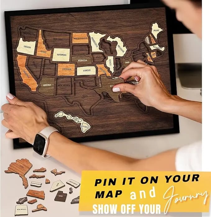 Wooden USA Travel Map Puzzle🧩 - Image 3