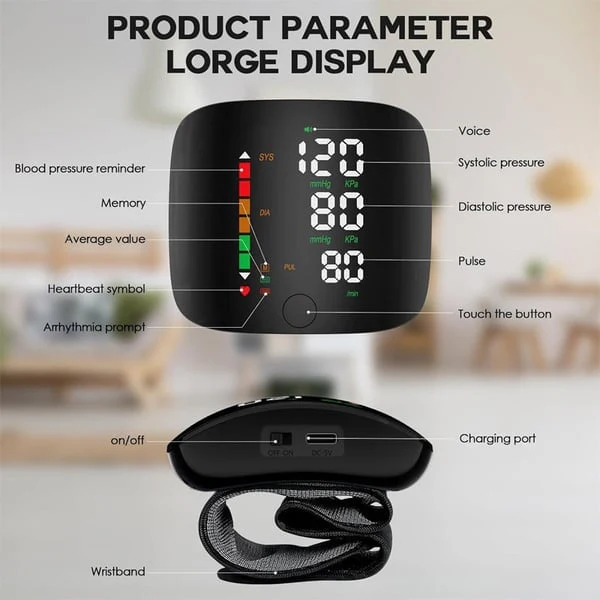 Wrist Blood Pressure Monitor – LED Display, Adjustable, Health Tracking - Image 5